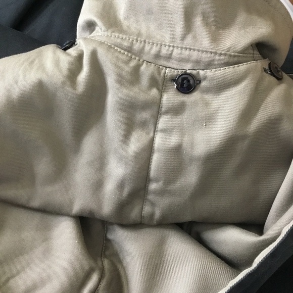 MISTY Harbor Black & Tan Cotton Trench Coat Removable Wool Lining Size 6P Petite - Picture 7 of 8